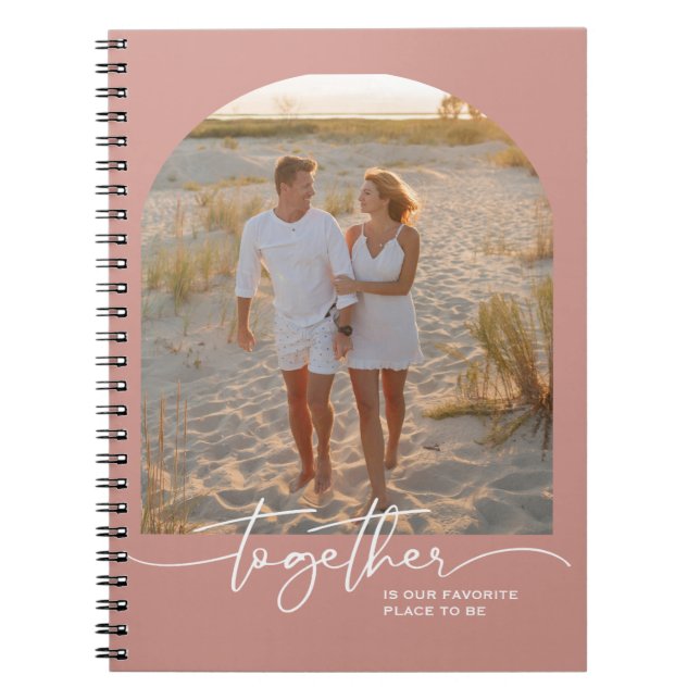 Caderno Espiral Blush Pink Together Typography Couple Valentine (Frente)