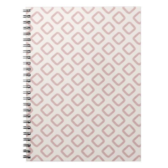 Caderno Espiral Blush Pink Watercolor Diamond Pattern Minimal Boho (Frente)