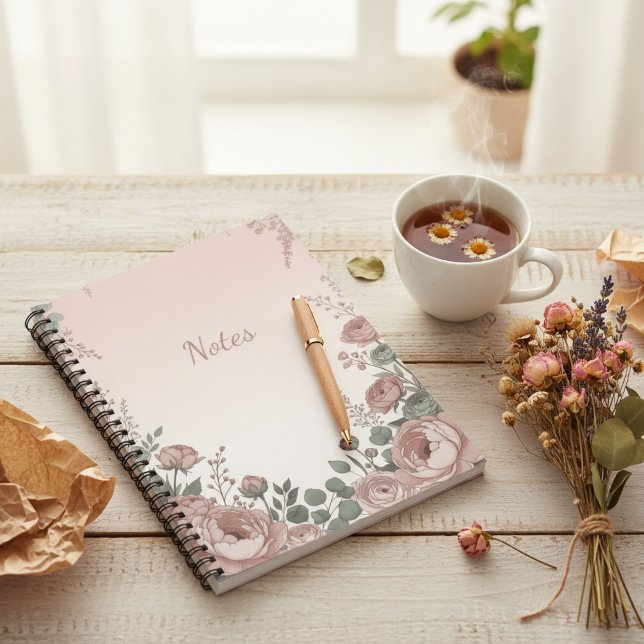 Caderno Espiral Blush Pink Wildflower Aesthetic Notebook (Blush Pink Wildflower Aesthetic Notebook)