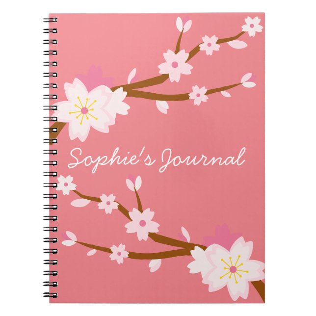 Caderno Espiral Blush rosa Sakura CHerry Blossom Japonês (Frente)