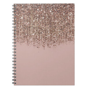 Caderno Espiral Blush Taupe Rosa Bronze Dourado Brilho Glam