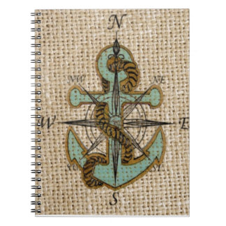 Caderno Espiral bô-bico-bico-bússola náutica bússola Ântica Ancora