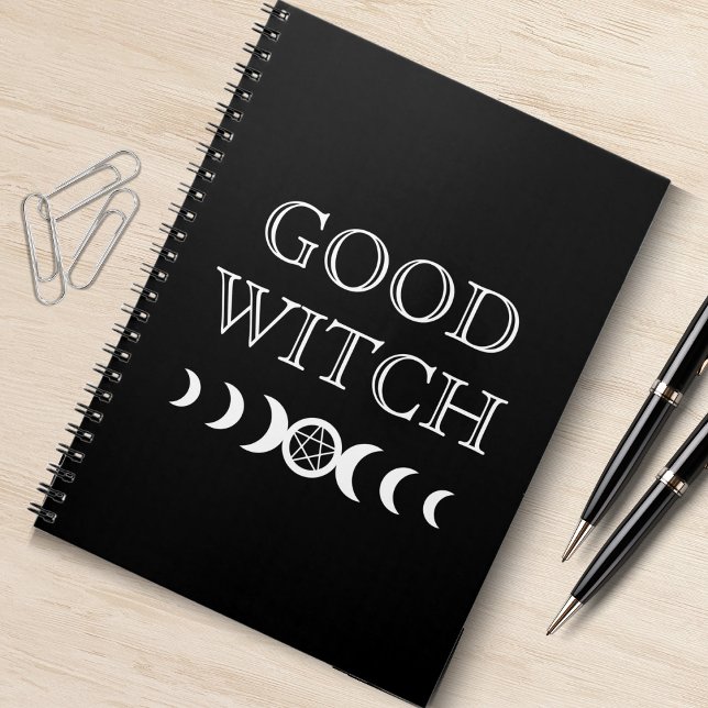 Caderno Espiral Boa Bruxa Tripla Deusa Lua Wicca Halloween (good witch triple goddess mom Halloween spiral notebook)