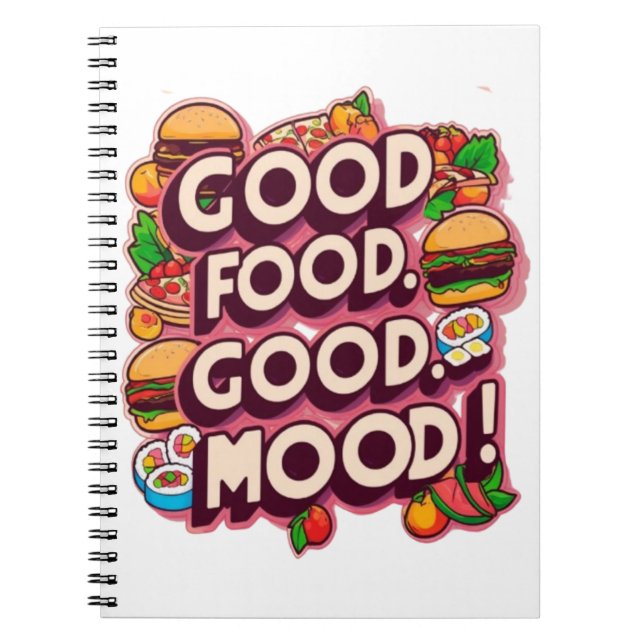 Caderno Espiral Boa Comida, bom humor: Notebook espiral vibrante (Frente)