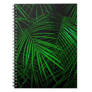 Caderno Espiral Boa noite na floresta tropical. Folhas de palma il