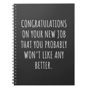 Caderno Espiral Boa sorte com o novo emprego