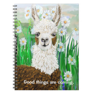 Caderno Espiral Boas Coisas Estão Chegando Mamãe Llama
