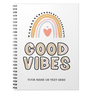 Caderno Espiral Boas Vibes - Arco-Íris - Letra Boho