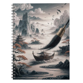 Caderno Espiral Boat landscape ocean view poetic art