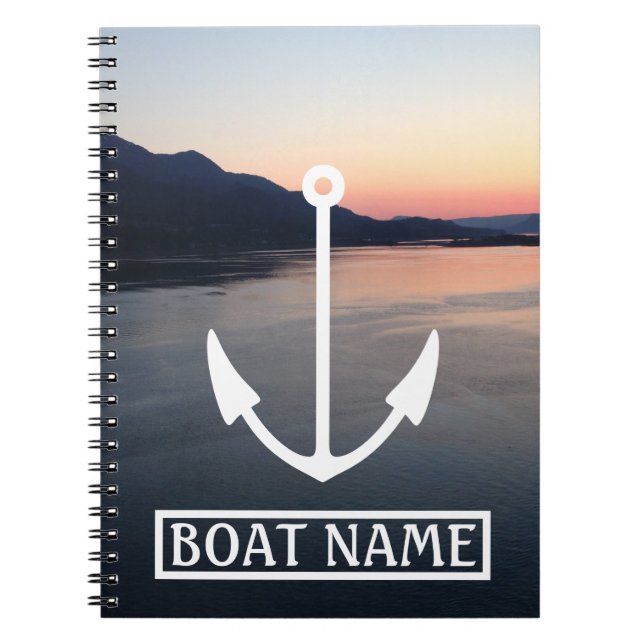 Caderno Espiral Boat Name Anchor Captains Log (Frente)
