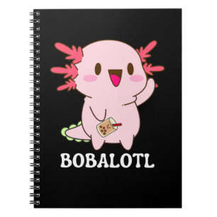 Caderno Espiral Bobalotl Axolotl Bubble Tea