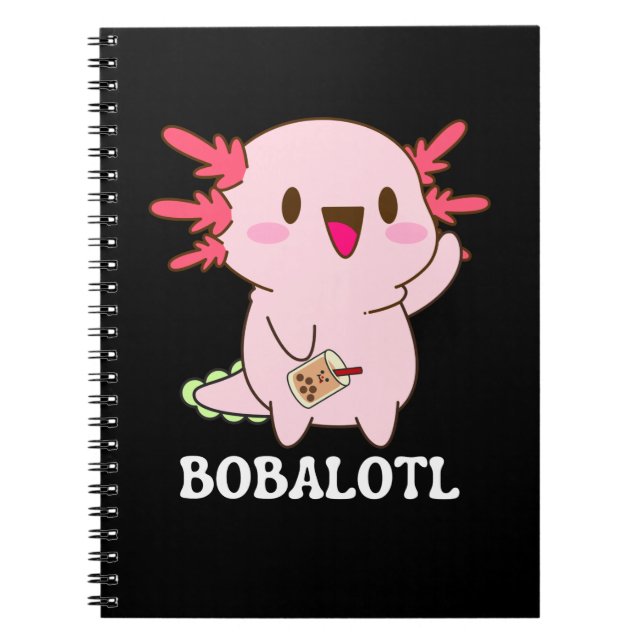 Caderno Espiral Bobalotl Axolotl Bubble Tea (Frente)