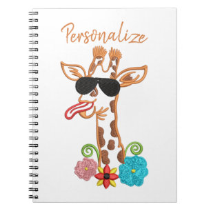 Caderno Espiral Bobo Girafa Óculos escuros Rosto engraçado sarcást