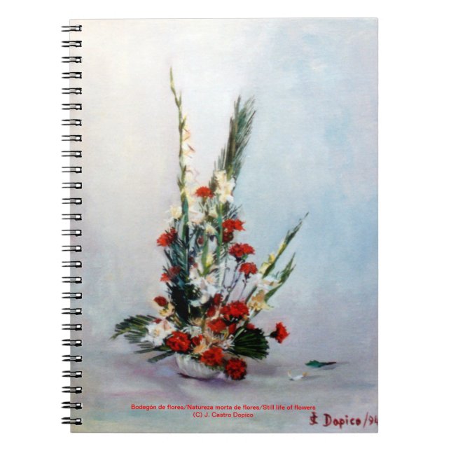 Caderno Espiral Bodegón de Flores — Vida estática das flores (Frente)