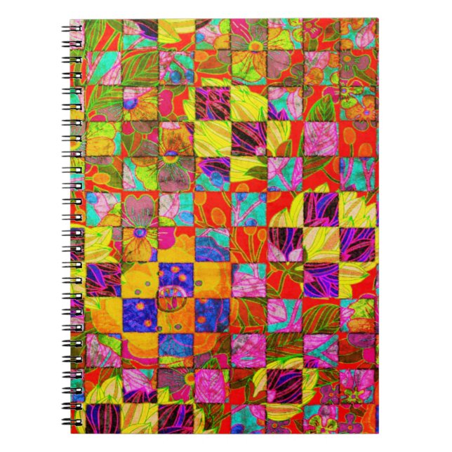 Caderno Espiral Bohemian checkfloral (Frente)