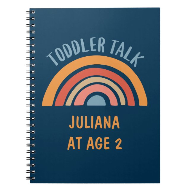 Caderno Espiral Boho Arco-íris Divertido Bebê Fala Personalizado (Frente)