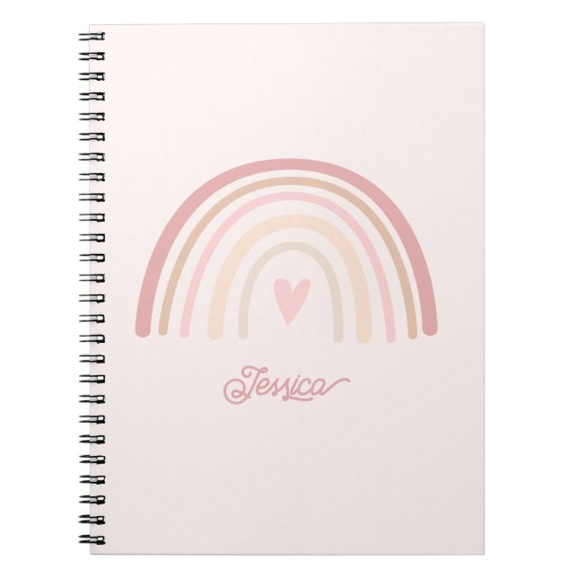 Caderno Espiral Boho Beige Blush Rainbow (Frente)