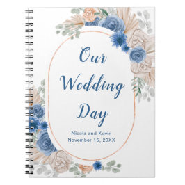 Caderno Espiral Boho Blue Pampas Grass Planner
