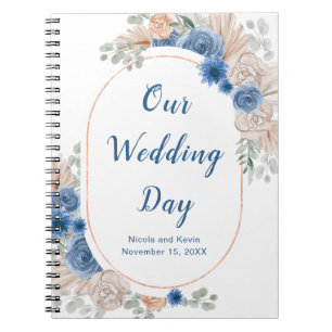 Caderno Espiral Boho Blue Pampas Grass Planner