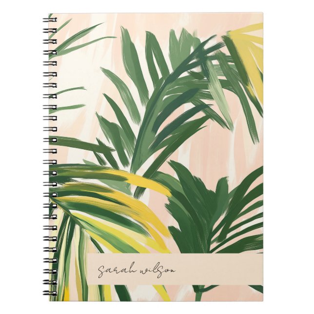 Caderno Espiral Boho Blush Green Palm Sai da Praia (Frente)