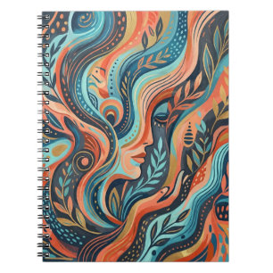 Caderno Espiral Boho Chic Deusa Espiritual com Folhas Foto