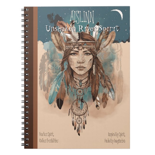 Caderno Espiral Boho Chic Espírito Nativo - Penas, Apanhadores de  (Frente)