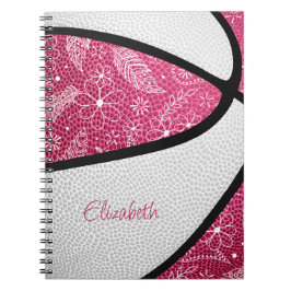 Caderno Espiral Boho esportes de rabo penas de basquete branco ros