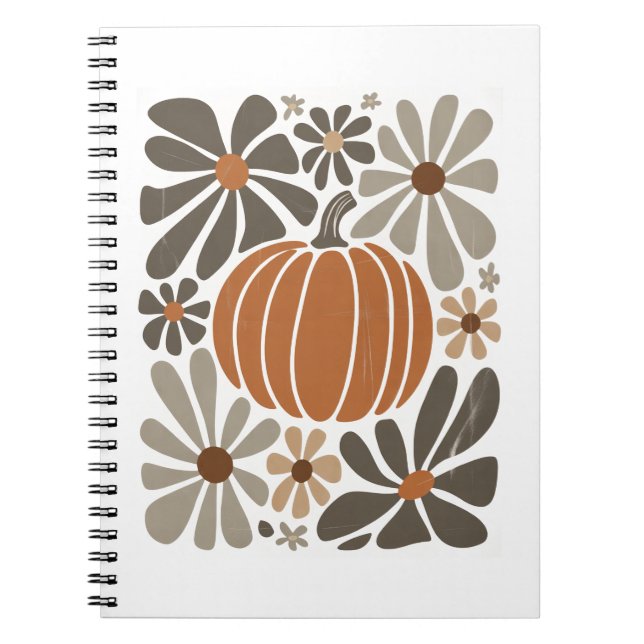 Caderno Espiral Boho Floral Fall Pumpkin Season (Frente)