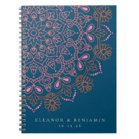 Boho Floral Mandala Teal Blue Elegante Casamento