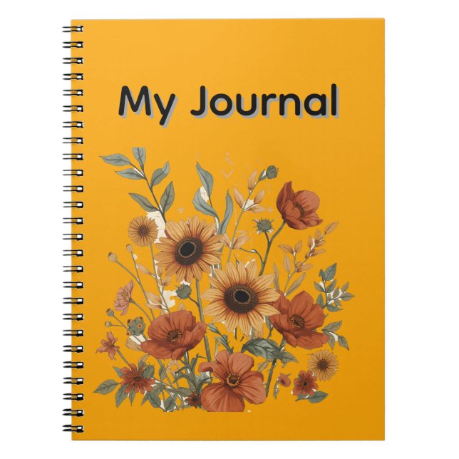 Caderno Espiral Boho Floral Spiral Notebook, Tons Terrestres Quent (Frente)