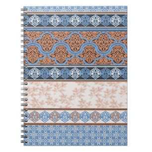Caderno Espiral Boho Floral Stripes: Coleção Étnica Sem Costura