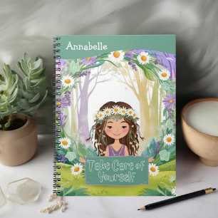 Caderno Espiral Boho Girl Green "Cuide-se de si mesma"