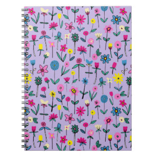 Caderno Espiral Boho Lilac Padrão Floral