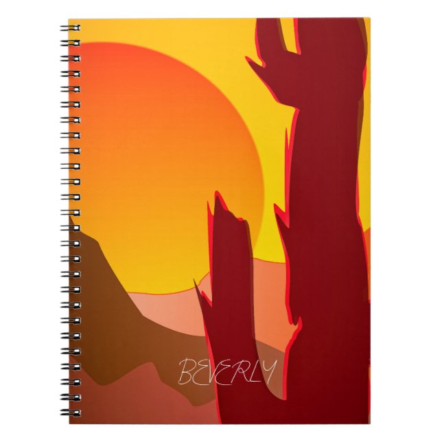 CADERNO ESPIRAL BOHO MINIMALISTA DESERTA SUNSET GRÁFICO (Frente)
