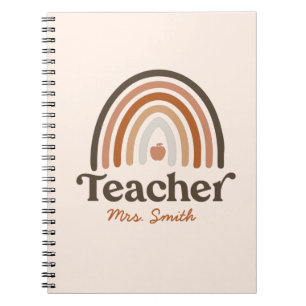 Caderno Espiral Boho Modern Rainbow Apple - Professor Personalizad