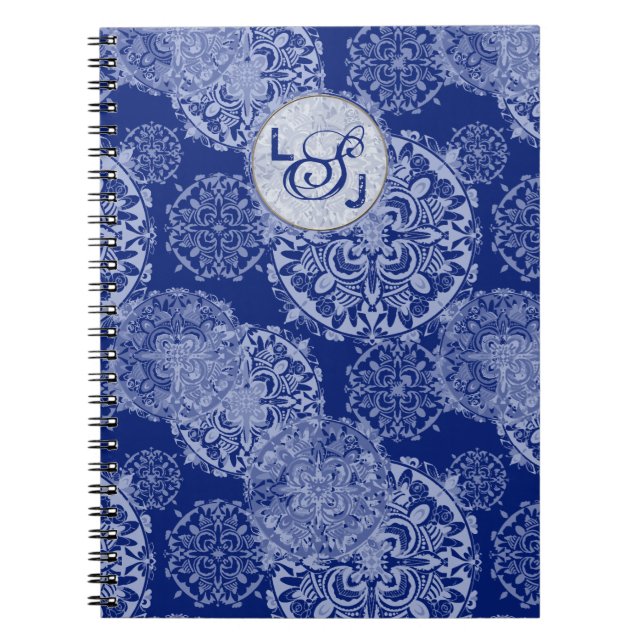 Caderno Espiral Boho Moody Blues Mandalas Monogramadas (Frente)