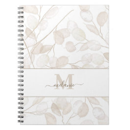 Caderno Espiral Boho Neutro Lunaria Nome Personalizado Inicial