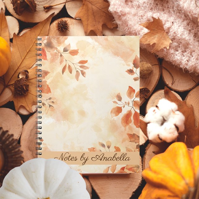 Caderno Espiral Boho orange Autumn deixa personalizado (Boho orange Autumn leaves custom Notebook)
