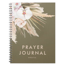 Boho Pampas Grass Personalizado Diário de Oração