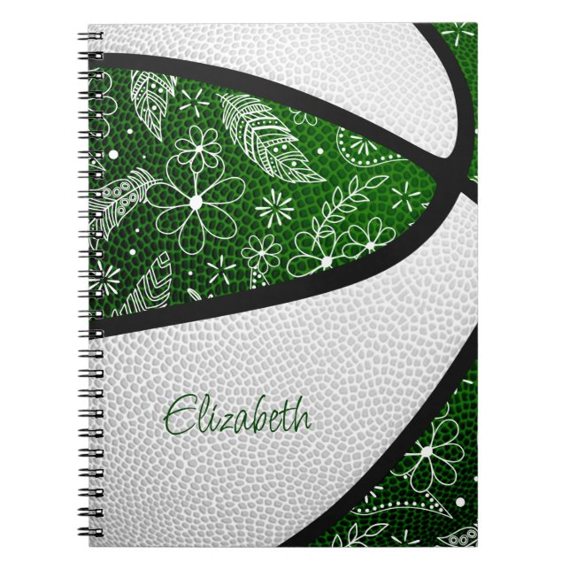 Caderno Espiral Boho penas paisagistas brancas (Frente)