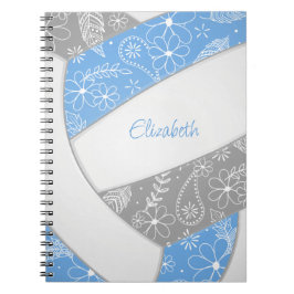 Caderno Espiral Boho penas paislies lourão de cinza azul