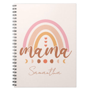 Caderno Espiral Boho Rainbow Mama com Fases da Lua