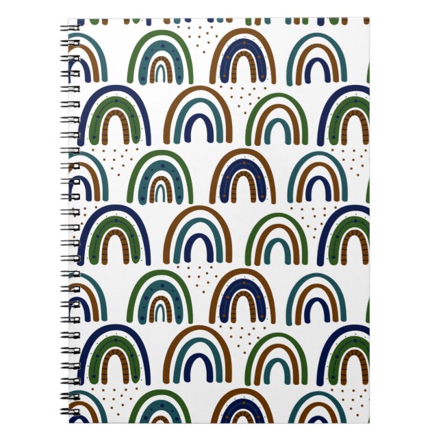Caderno Espiral Boho Rainbows Blue Green e Brown (Frente)