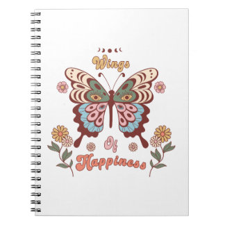 Caderno Espiral Boho Retro Borboleta Asas