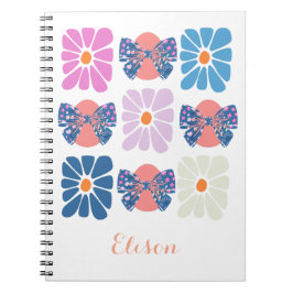 Caderno Espiral Boho retro floral simples páscoa