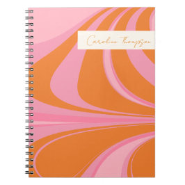 Caderno Espiral Boho Rosa Laranja Mármore Personalizado