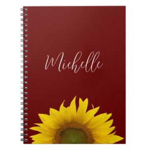 Caderno Espiral Boho Sunflower Elegant Floral Red
