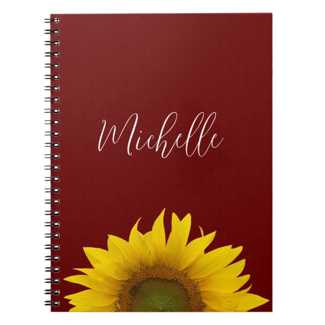 Caderno Espiral Boho Sunflower Elegant Floral Red (Frente)