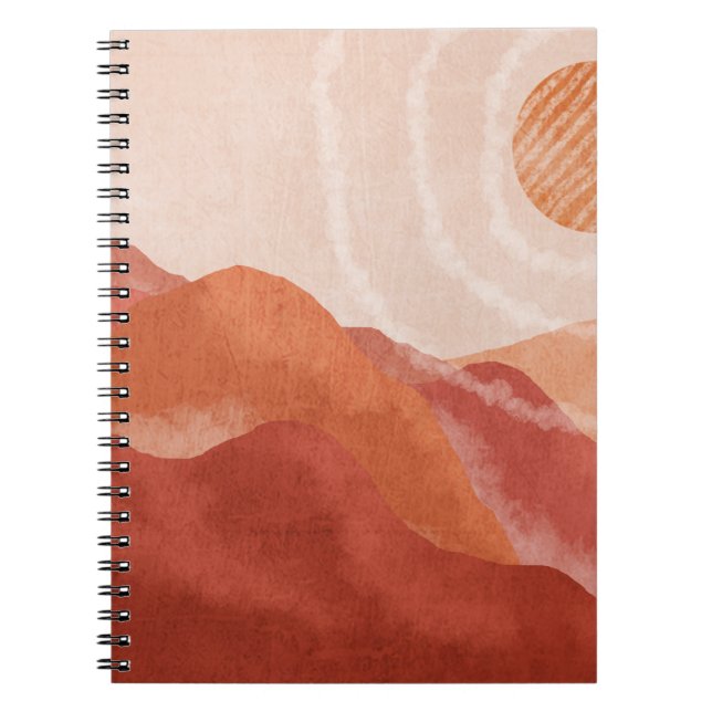 Caderno Espiral Boho terracotta, abstrato poster. (Frente)