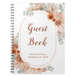 Caderno Espiral Boho Terracotta Pampas Livro de Convidado
